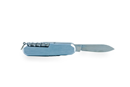 silver multi purpose clasp knife Isolated on white background