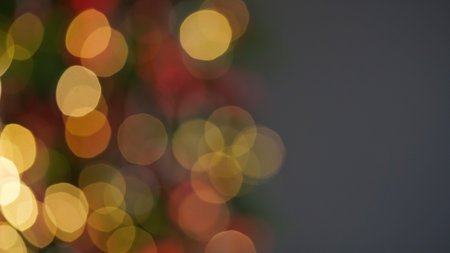 Lots of red,gold and white sparkling lights on christmas tree,bokeh background.Beautiful shiny...
