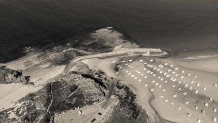 beach and port seen from the sky in France