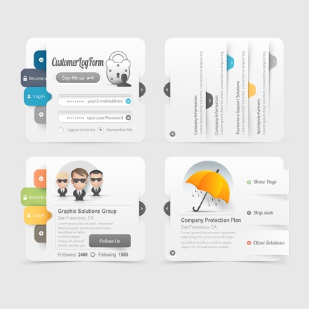 Web site template design menu navigation elements with icons setのイラスト素材