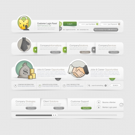 Website  template design menu navigation elements with icons setのイラスト素材