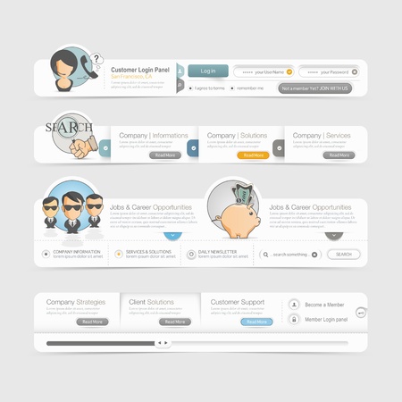 Website  template design menu navigation elements with icons setのイラスト素材