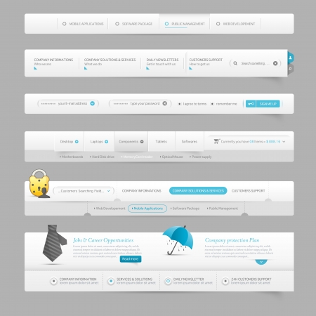 Web site design navigation template elements with iconsのイラスト素材