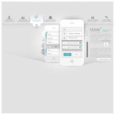 Business web site template with mobile phone advertisement with icons setのイラスト素材