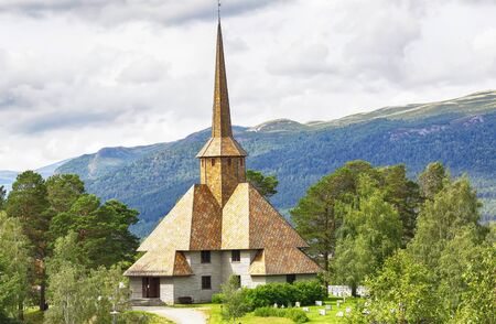 The church in the Norwegian town Domaasの写真素材