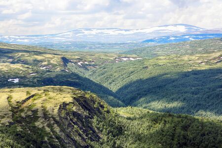 Aerial view of the mountains in the Oppdal district. The picture taken from the top of the moutain...