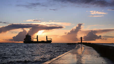 Mangalsala lighthouse located in the Latvian capital Riga in the Rigas bay