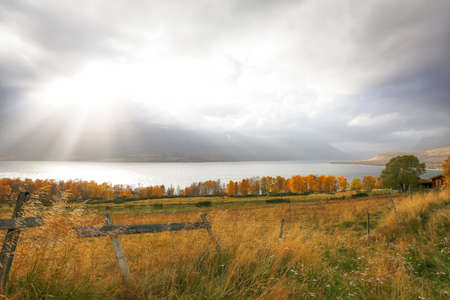 Indian summer at the Norwegian lake Gjevilvatnetの写真素材