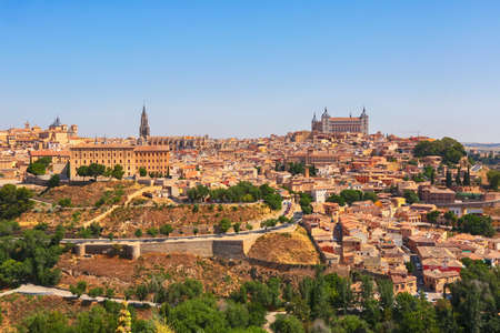 Aerial view of the old medieval town in the town Toledo, Spainの写真素材