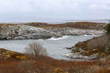 Nordic landscape at the Norwegian island Froeya located in the central part of Norwayの写真素材