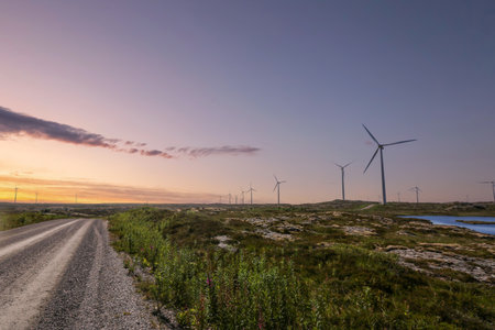 Wind turbines in the Smoela Wind park located in the central part of Norway