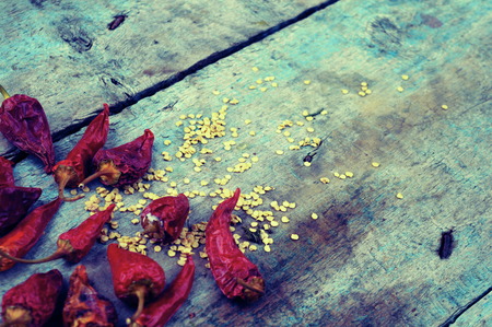 Dried red peppers backgroundの写真素材