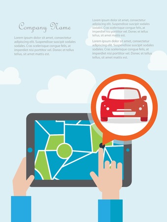 Tablet with mobile gps navigation on a screenのイラスト素材