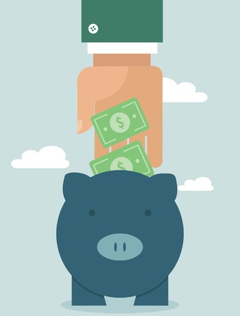 Businessman putting money into piggy bankのイラスト素材