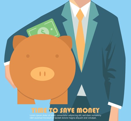 Businessman holding piggy bank, money conceptのイラスト素材