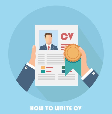 Competitive business concept with business cv resumeのイラスト素材