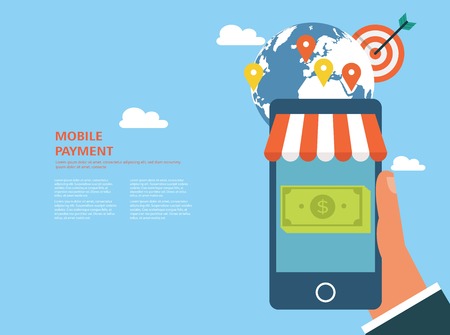 Flat design concept for mobile payment and ecommerceのイラスト素材