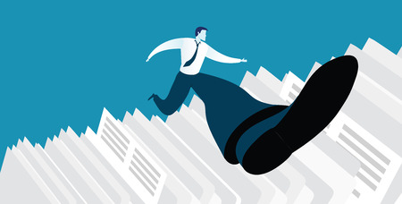 Businessman successful in overcoming paperwork challengeのイラスト素材