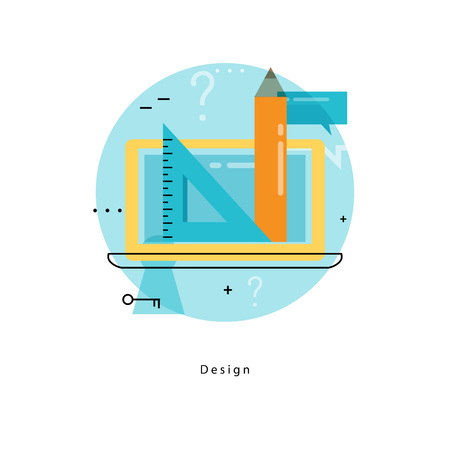 Graphic design icon. Sketching, drawing, product design flat line business vector illustration banner for mobile and web graphicsのイラスト素材