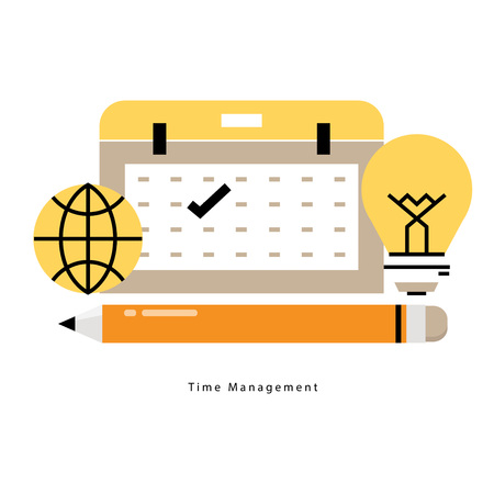Time and business management, planning events, calendar, organization flat line business vector illustrationのイラスト素材