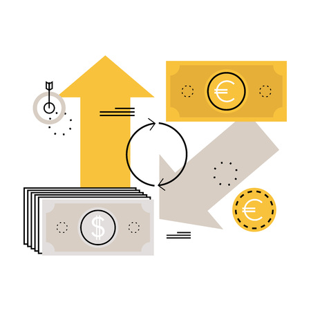Currency exchange, money converting flat vector illustration design for mobile and web graphicsのイラスト素材