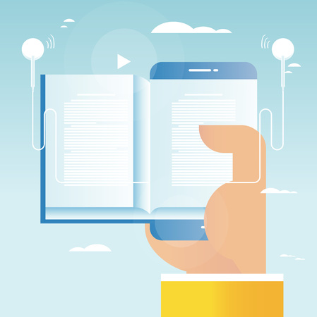 Audio book, online education, e-book vector illustration design for mobile and web graphics.のイラスト素材
