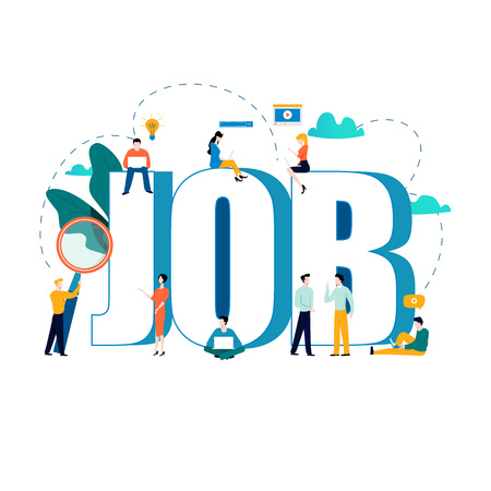 Job search, recruitment, hiring, employment, freelance, jobs, career concept. Flat vector illustration design for mobile and web graphicsのイラスト素材