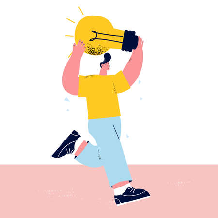 Creative work, brainstorming and ideas, innovative solutions, education and learning concept. Business start concept, flat vector illustration designのイラスト素材