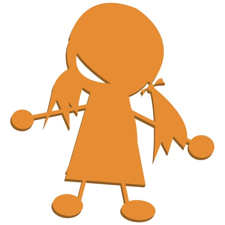 Little girl 3d silhouette on white backgroundのイラスト素材