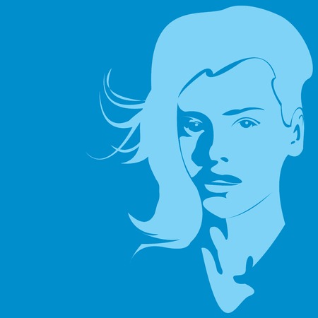 Portrait of a beautiful blue girl, artistic illustrationのイラスト素材