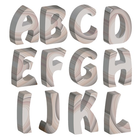 3D wooden letters of the alphabet, isolated on white backgroundのイラスト素材