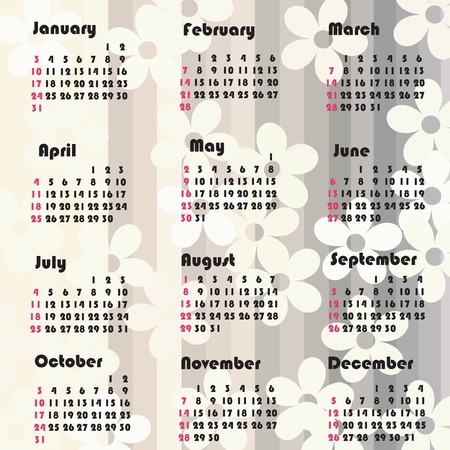 2010 Floral calendar with stripes backgroundのイラスト素材