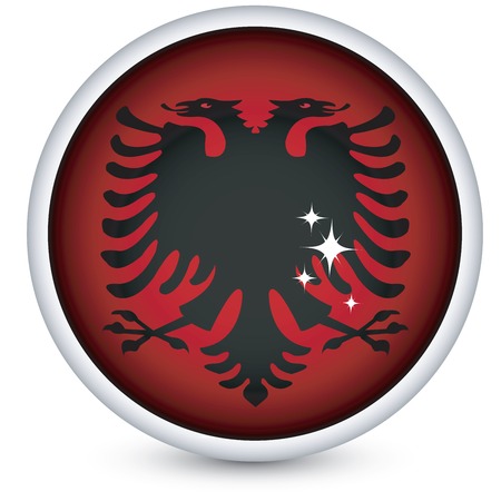 Albania sphere flag button, isolated on whiteのイラスト素材