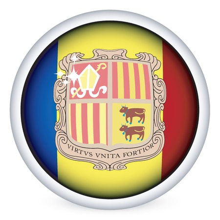 Andorra sphere flag button, isolated on whiteのイラスト素材