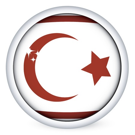 Northen Cyprus sphere flag button, isolated vector on whiteのイラスト素材