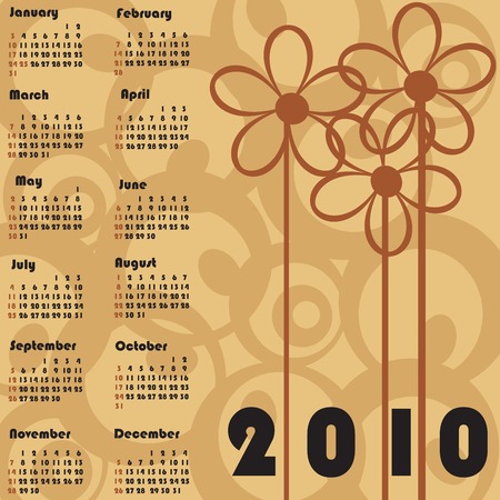 Retro calendar for 2010, vectorのイラスト素材