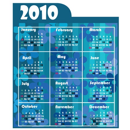 floral calendar for 2010 with flowers and stripes backgroundのイラスト素材
