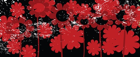 Floral banner in retro style, background illustration for web designのイラスト素材