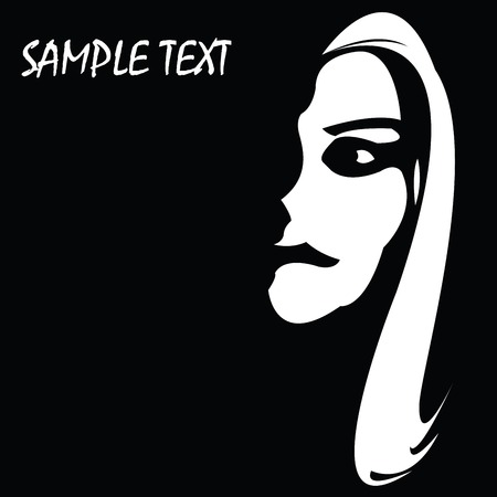 Girl face with sample text on a side, background illustrationのイラスト素材