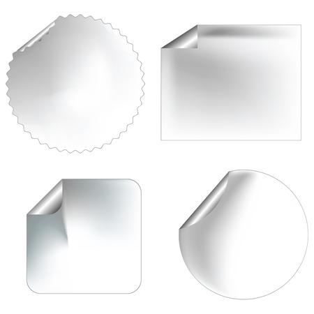 Realistic blanc stickers/labels with pealed corners for commercial useのイラスト素材