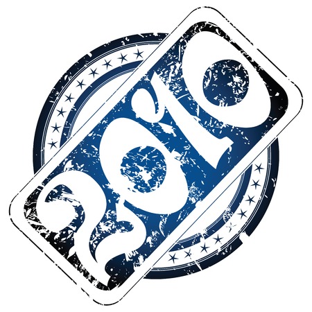 Rubber Stamp with 2010 inscription, isolated object on whiteのイラスト素材