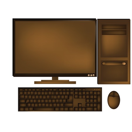 Computer made from chocolateのイラスト素材
