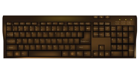 Old computer keyboard with letters and numbers in chocolate brown tonesのイラスト素材