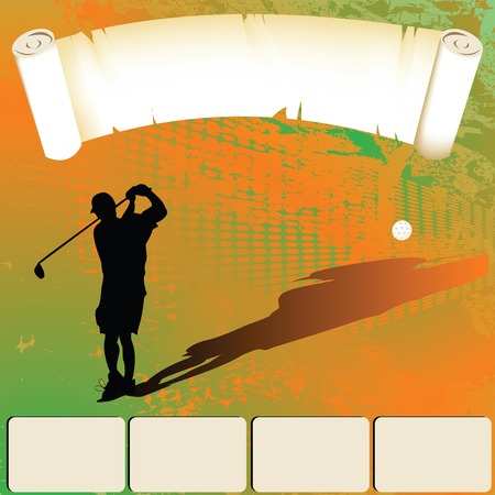 Golfer silhouette shooting, web templateのイラスト素材