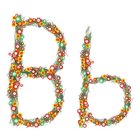Alphabet, letter b, made of clored flowersのイラスト素材