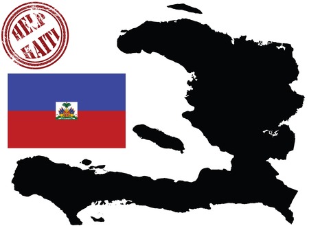 Map and flag of Haiti, isolated objecs over white backgroundのイラスト素材