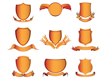 Shields and ribbons set. Vector elements for design.のイラスト素材