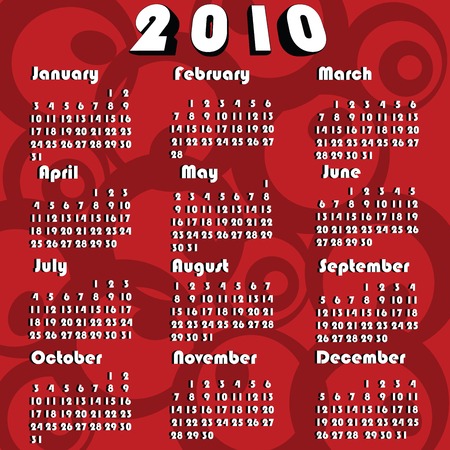 Calendar for 2010のイラスト素材