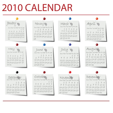 2010 Calendar on white sheets for your collectionのイラスト素材