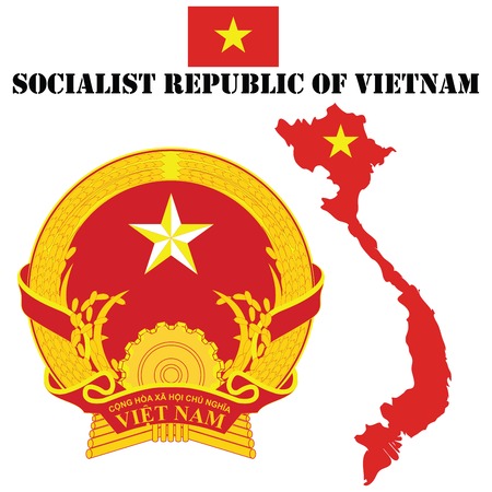 Map flag and coat of arms for Vietnamのイラスト素材